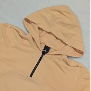 Adidas Men's Yellow Hoodie Size Large 1/4 zip Long Sleeve Logo Casual Pullover